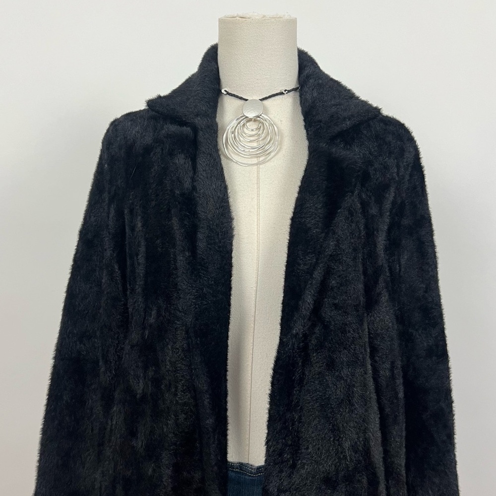 Liverpool Los Angeles Black Fuzzy Faux Fur Knit cardigan sweater. NWOT! - Picture 3 of 8
